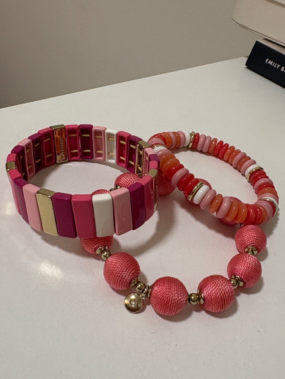 J. Crew Pink & Coral Mixed Bracelet Trio